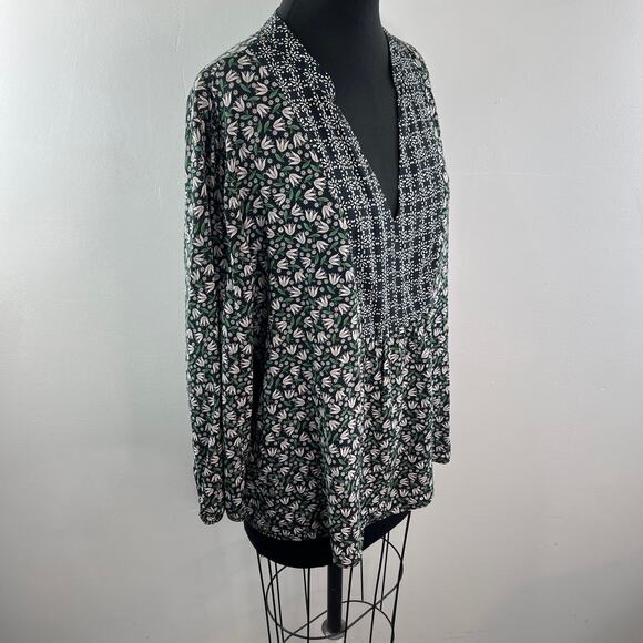 Velvet By Graham And Spencer Multi Top Floral Split Neck Pullover Sz X-Large XL - Picture 5 of 10